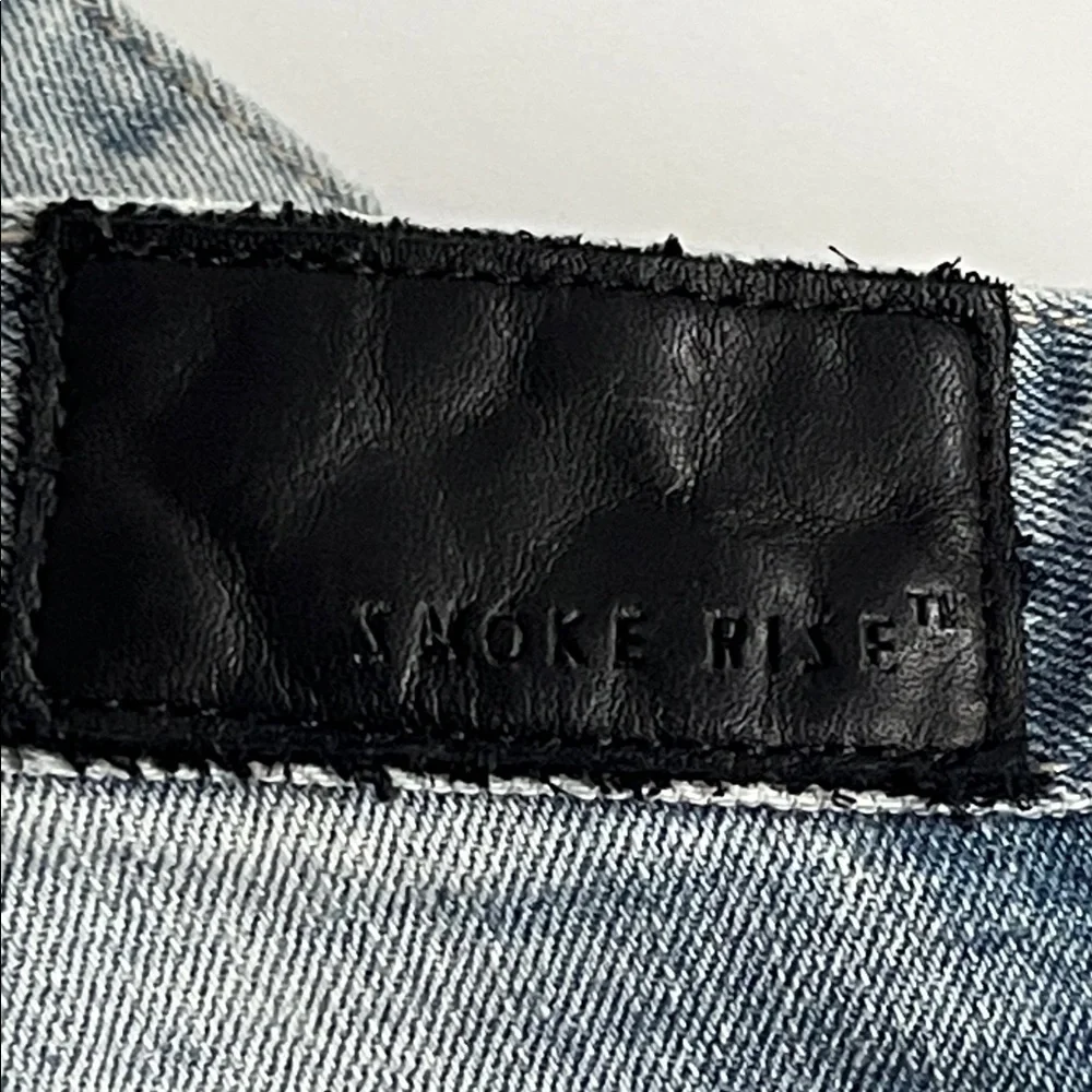 Smoke Rise Distressed Rip Repair Light Blue Men’s Jeans Sz 36x34 Streetwear Edgy - Picture 6 of 12